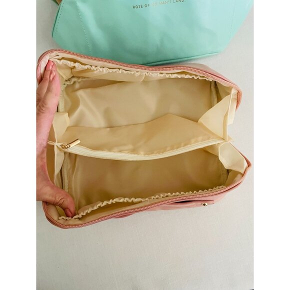 Cosmetics Makeup Organizer Bag with Handle Pink Large Capacity Perfect for Trave - Picture 3 of 12